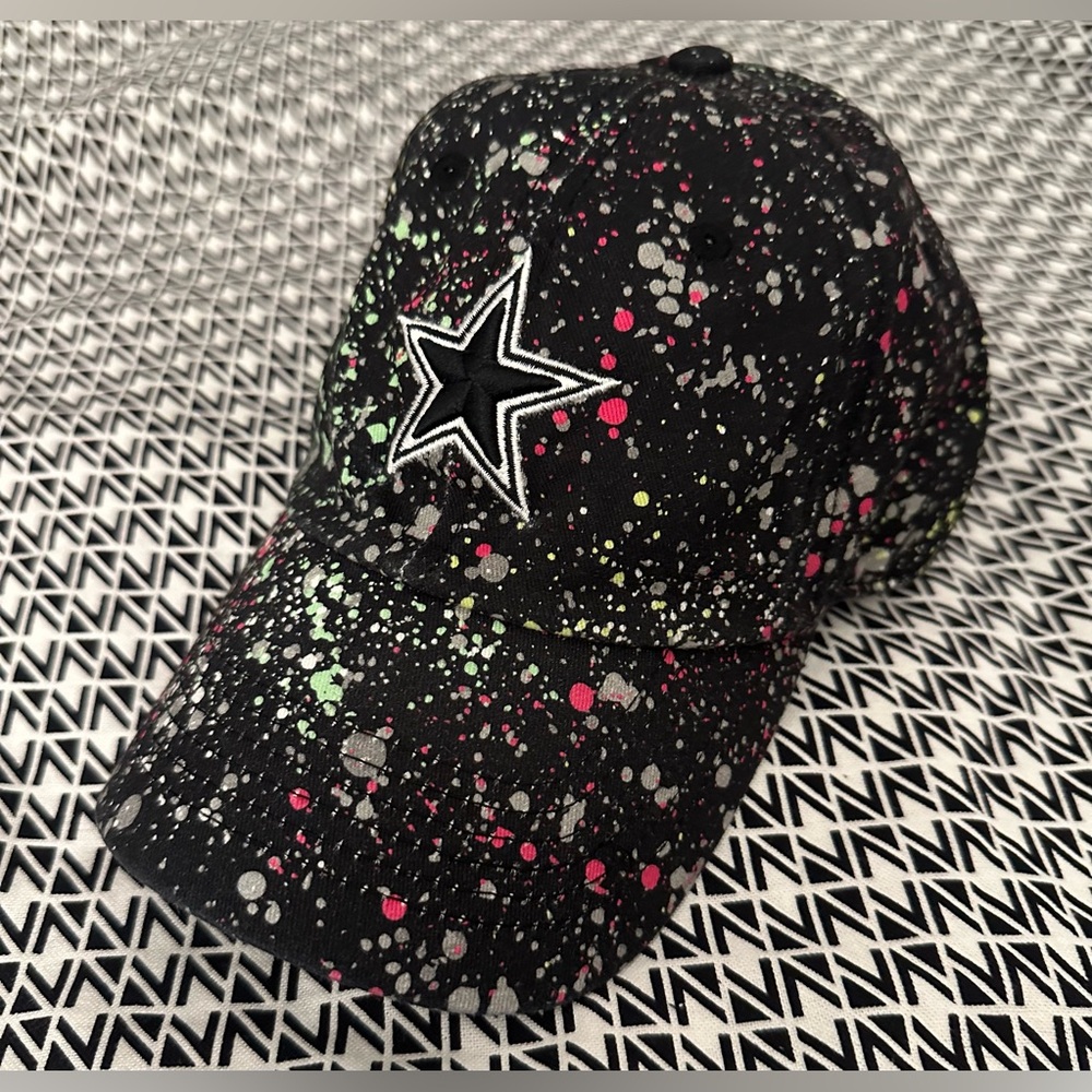 Dallas Cowboys black paint splatter baseball cap hat NFL official texas star